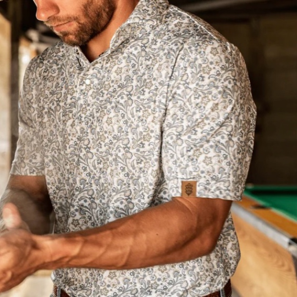 The "Troubadour" Iron Oak Apparel Co. Men's XL pearl snap polo